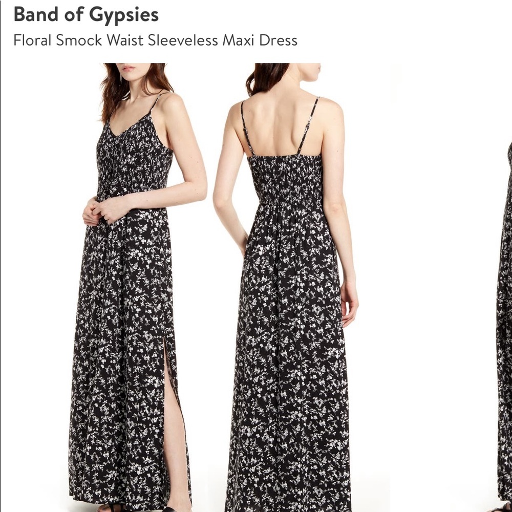 Band of Gypsies Floral Smock Waist Maxi Dress
